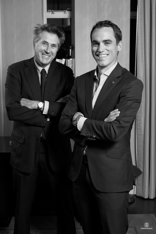 od lewej: Bryan Ferry, Edouard Meylan (CEO, H. Moser)