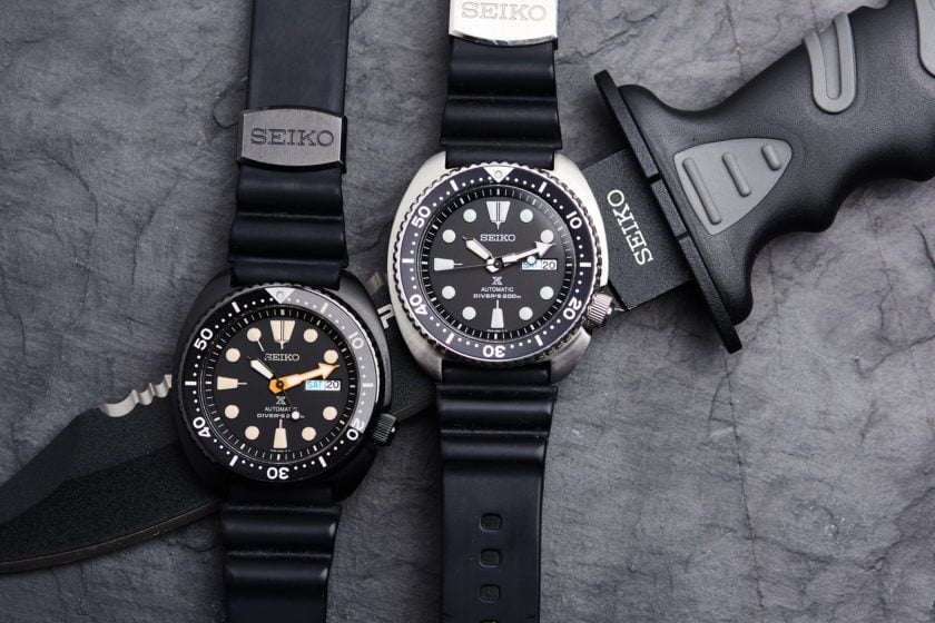 Seiko "Darth Turtle" (po lewej) i stalowy "Turtle"