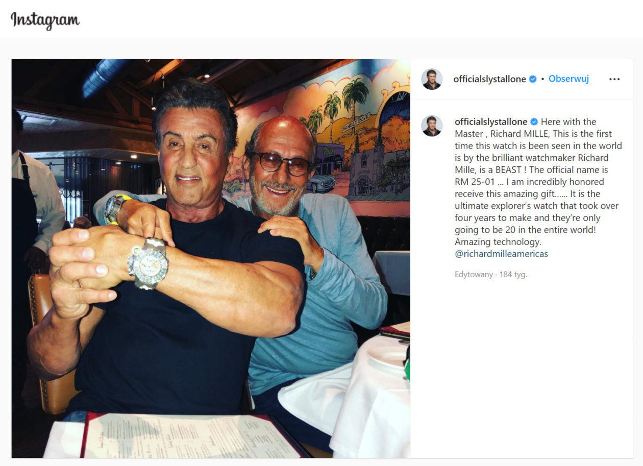 Sylvester Stallone & Richard Mille / foto: Instagram