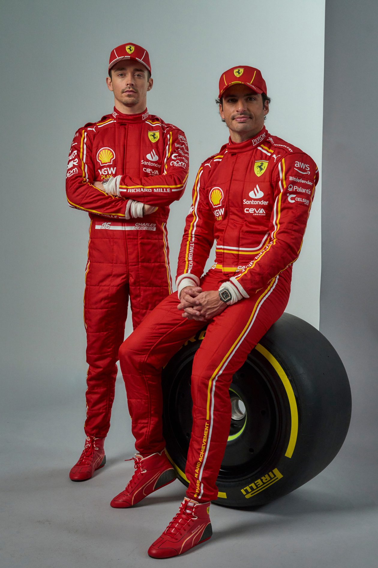 Charles Leclerc i Carlos Sainz z zegarkami Richard Mille
