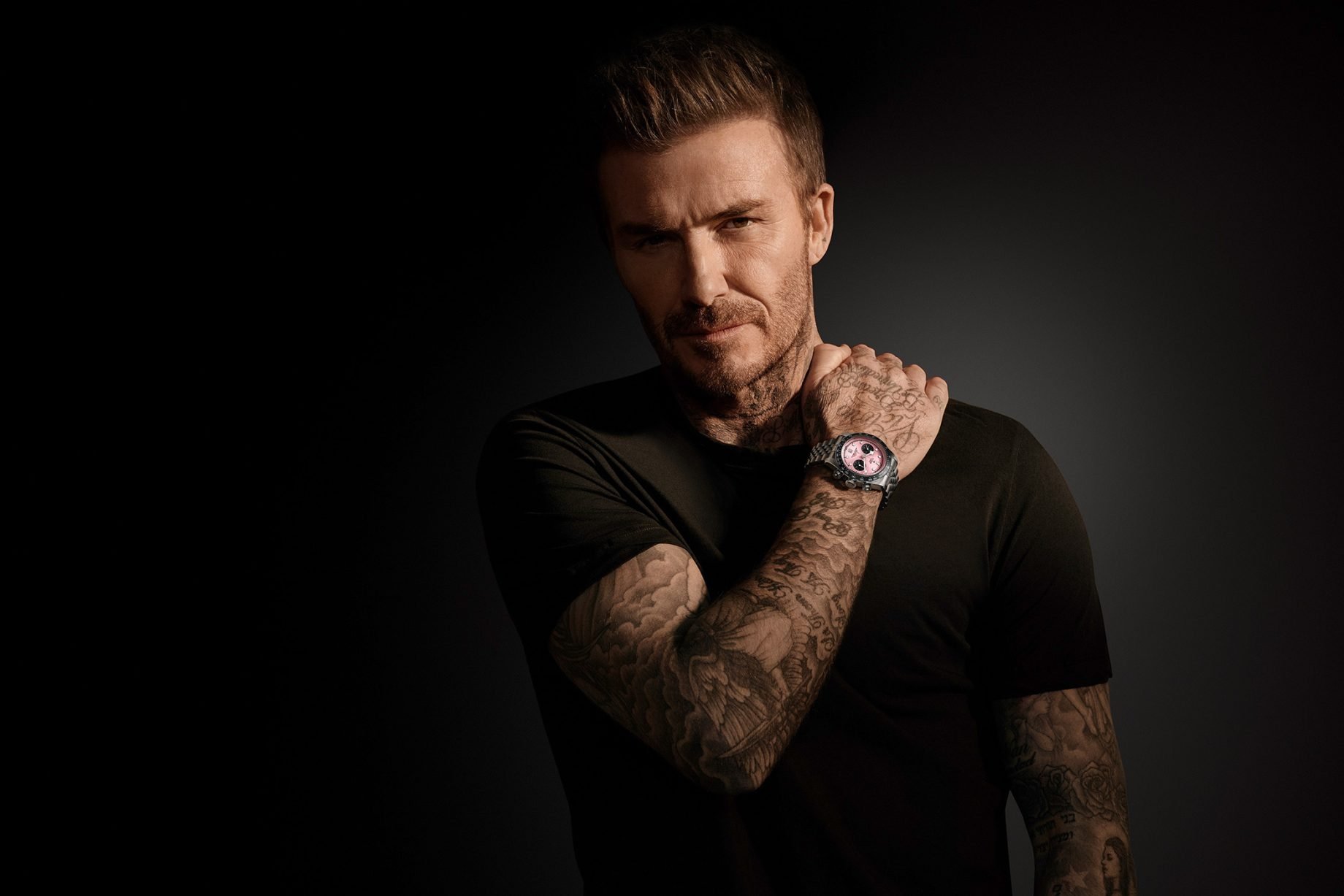 David Beckham i Tudor Black Bay Chrono „Pink”