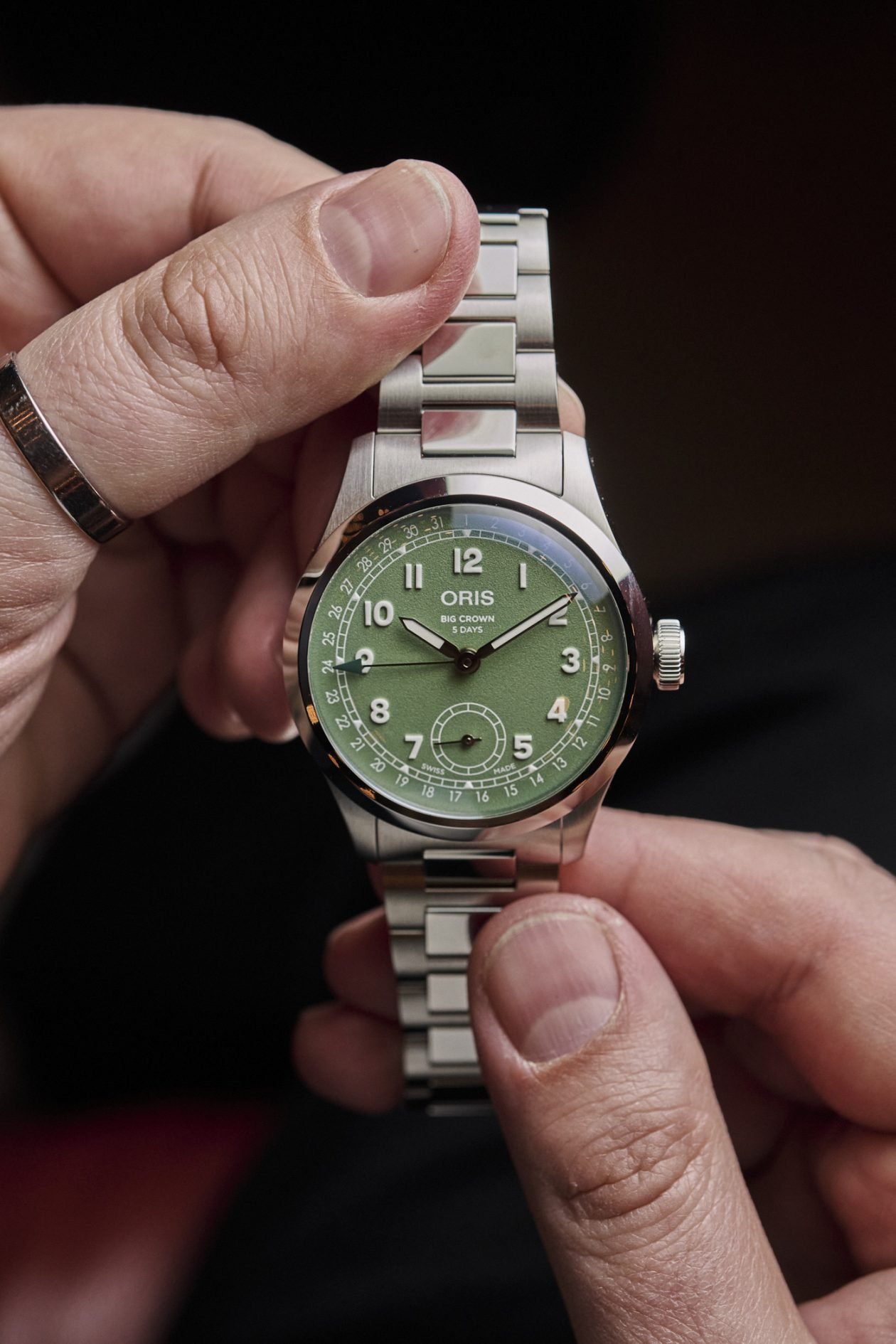 Oris Big Crown Pointer Date Calibre 403 z zieloną tarczą