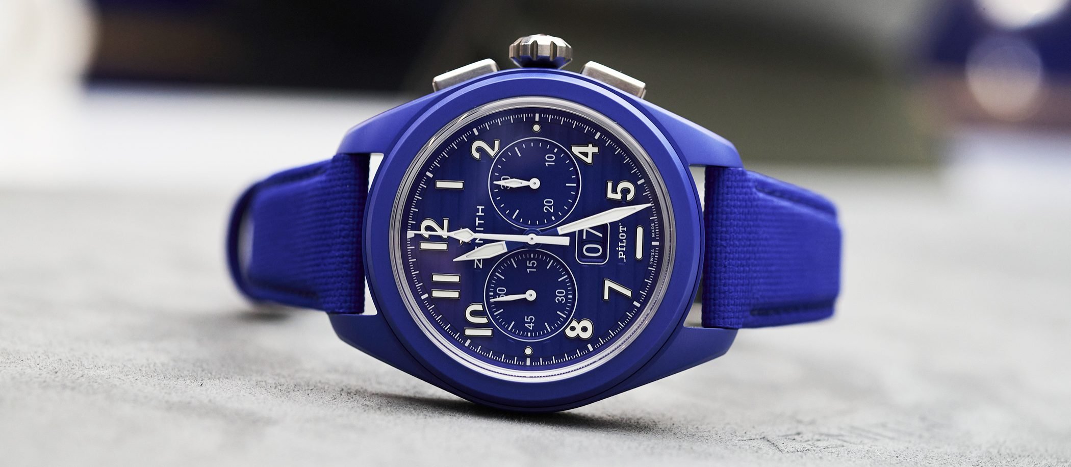 Zenith Blue Ceramic Pilot Big Date Flyback 160th Anniversary Edition