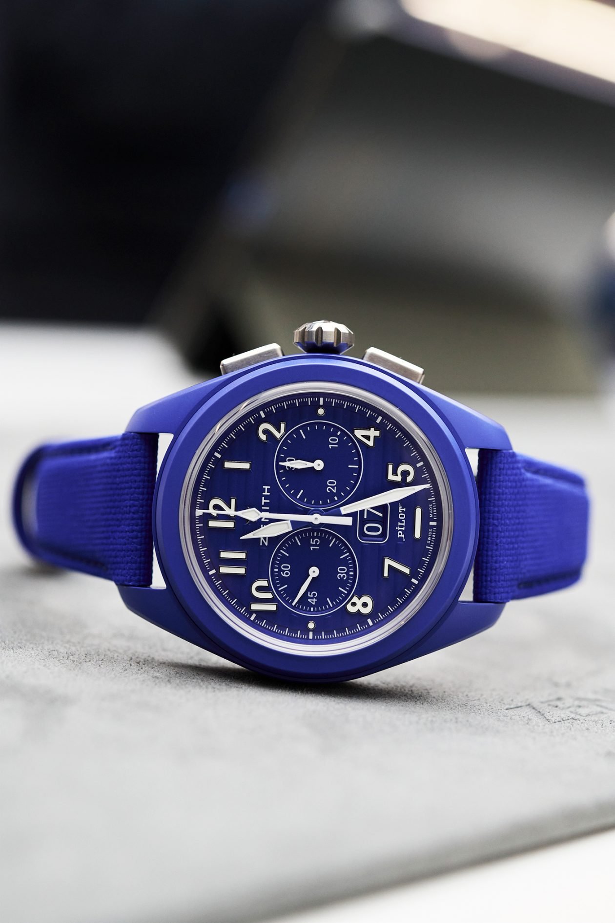 Zenith Blue Ceramic Pilot Big Date Flyback 160th Anniversary Edition