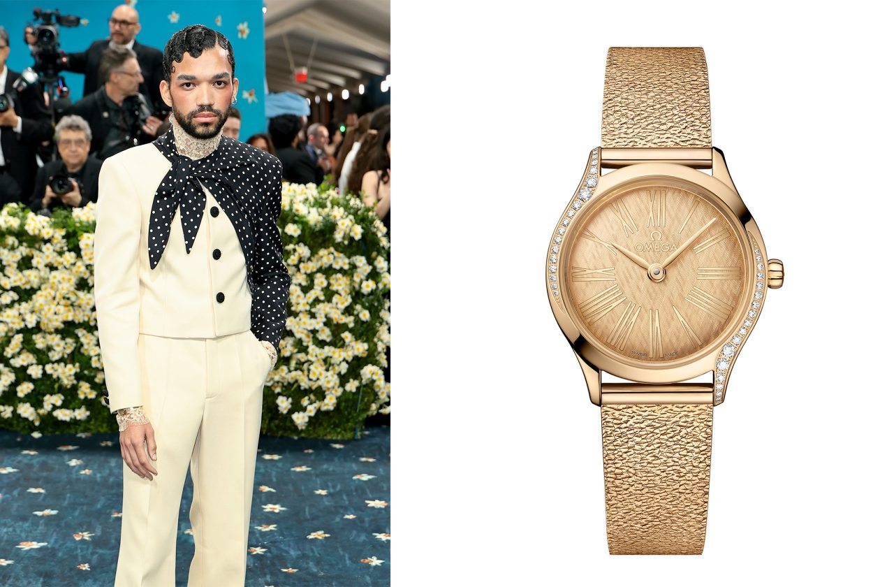 Justice Smith i 26 mm De Ville Mini Trésor ze złota Moonshine / foto: Getty Images