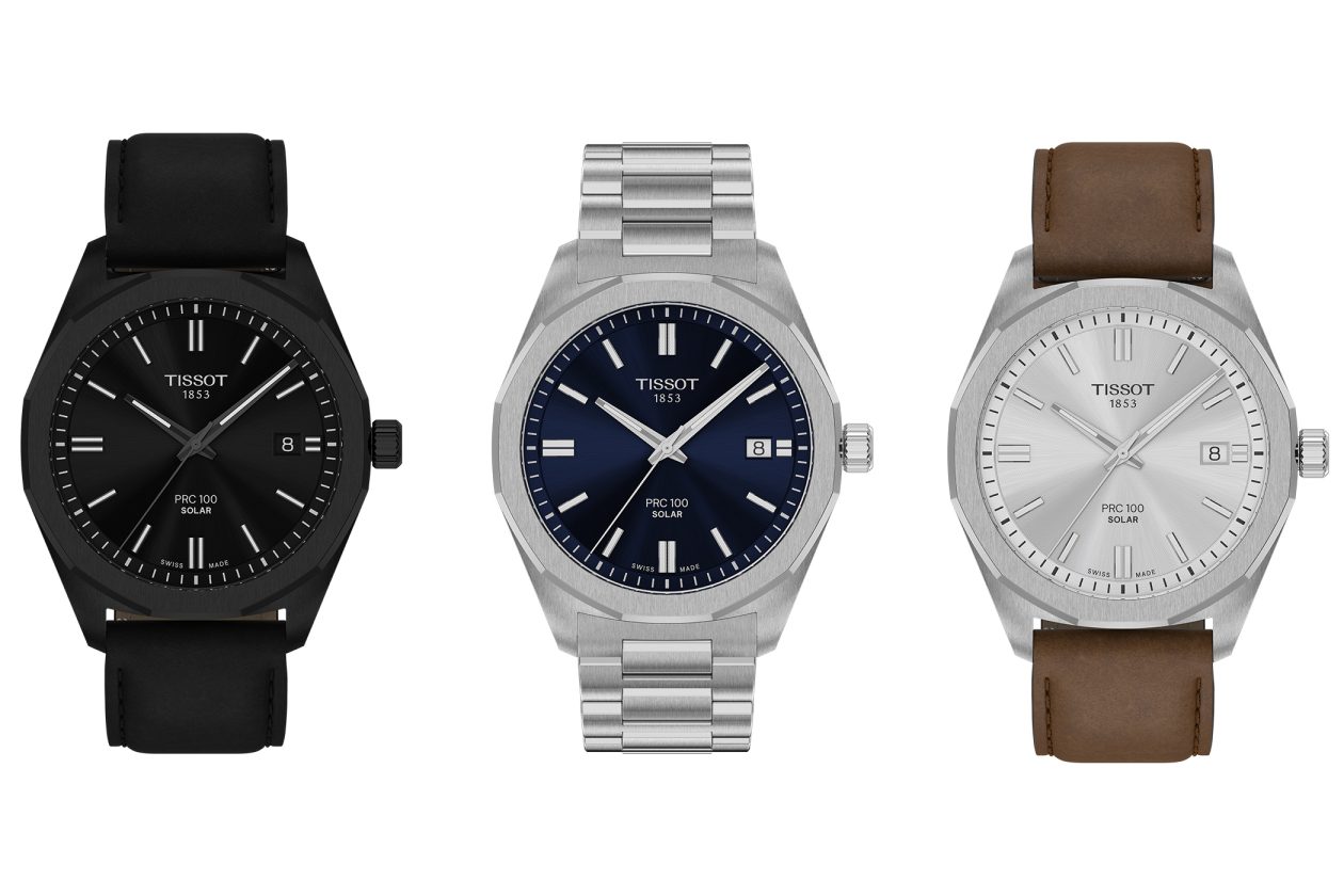 trzy kolory tarczy modelu Tissot PRC 100 Solar