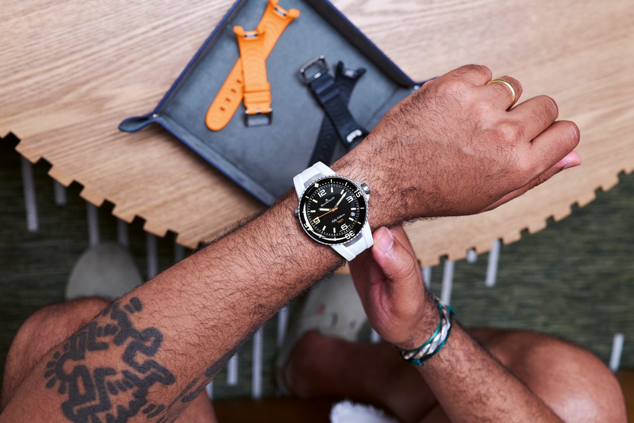 Blancpain Fifty Fathoms Tech 45 na nadgarstku