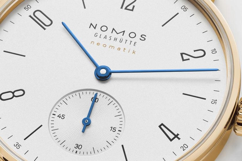 Nomos Glashütte Tangente gold neomatik - detale tarczy