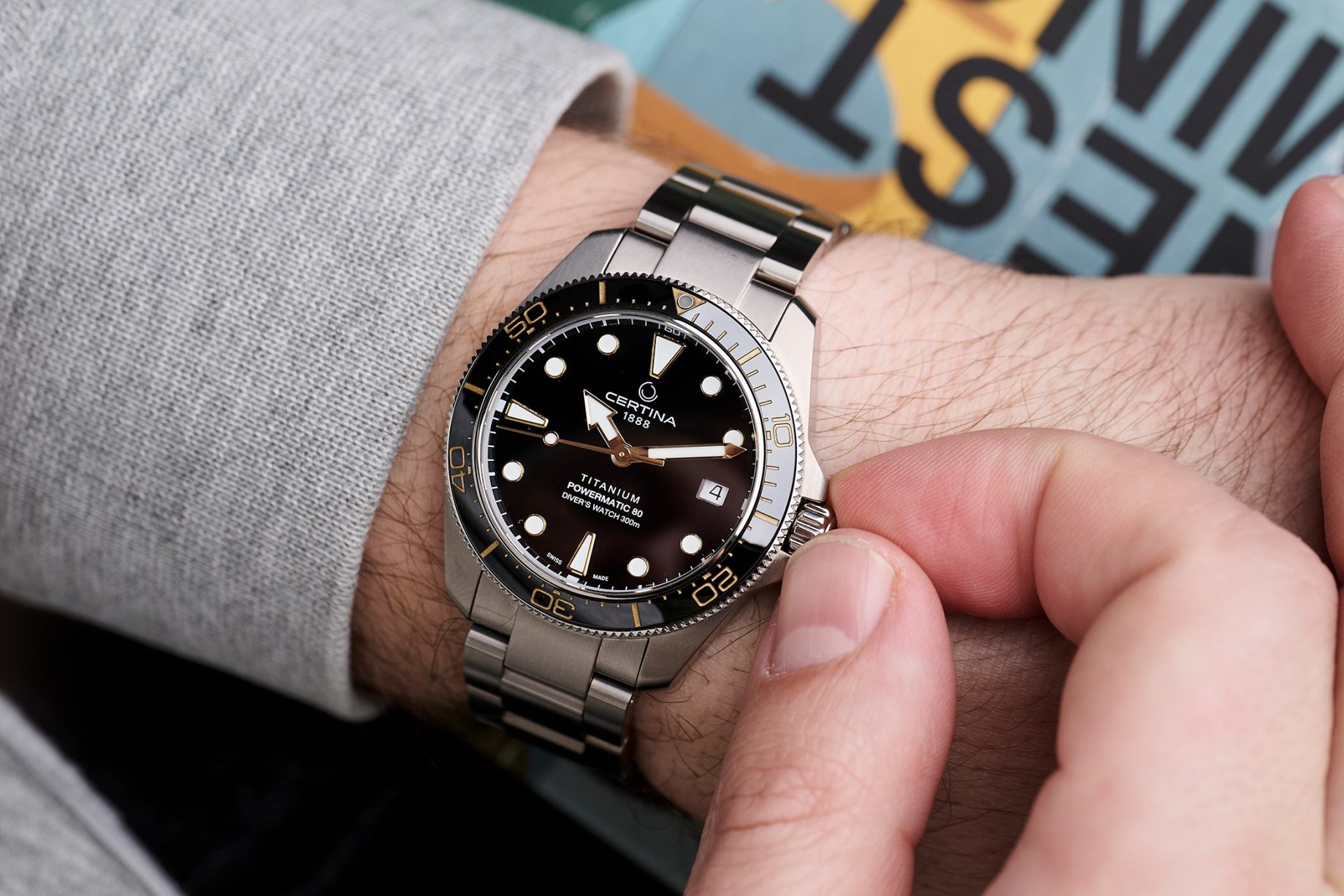 DS Action Diver 38 mm Powermatic 80 na nadgarstku