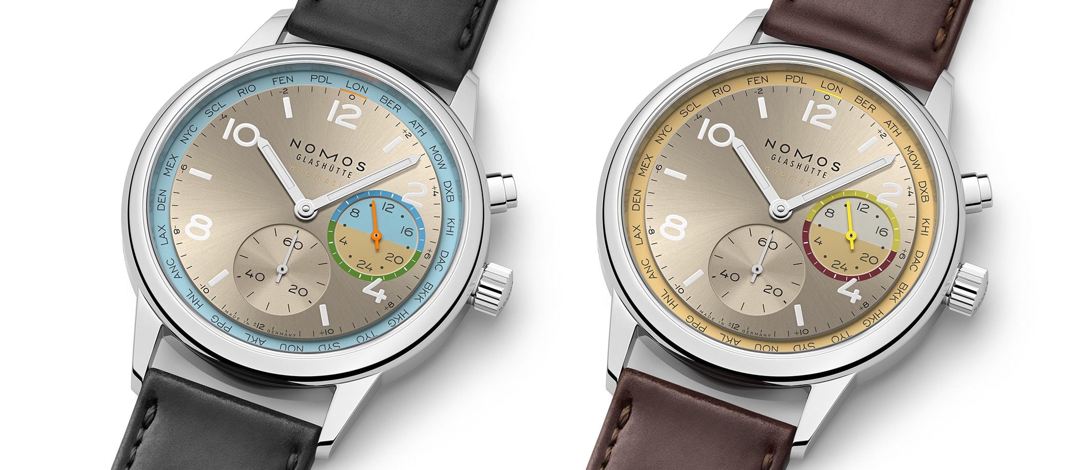 Nomos Glashütte Club Sport neomatik Worldtimer Roam i Reverie