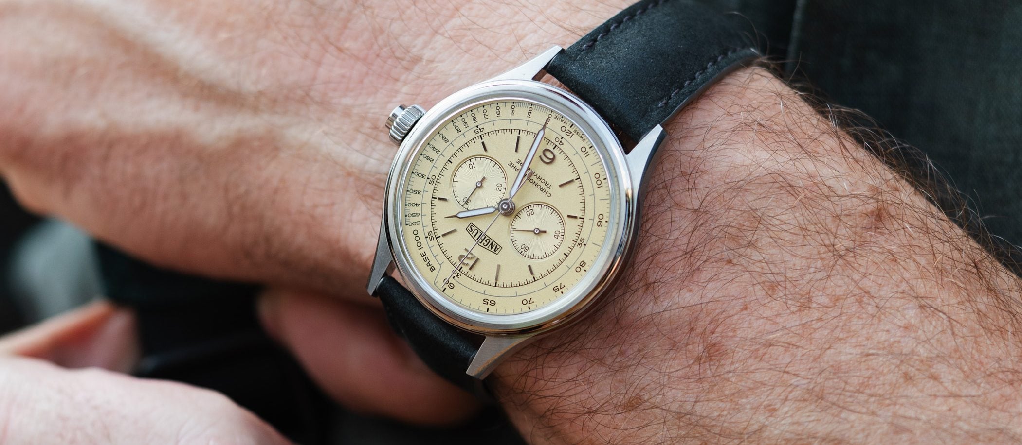 Monochrome Montre de Souscription 5 Angelus Chronographe Tachymètre