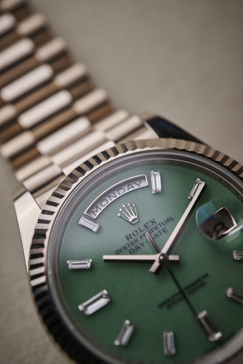 Rolex Day-Date i zielona tarcza z awenturynu