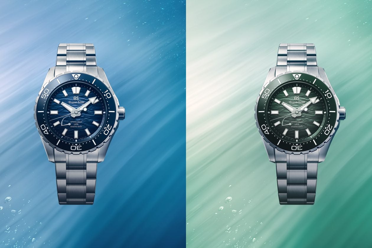 Grand Seiko Spring Drive U.F.A. Ushio 300 Diver: SLGB023 (po lewej) i SLGB025