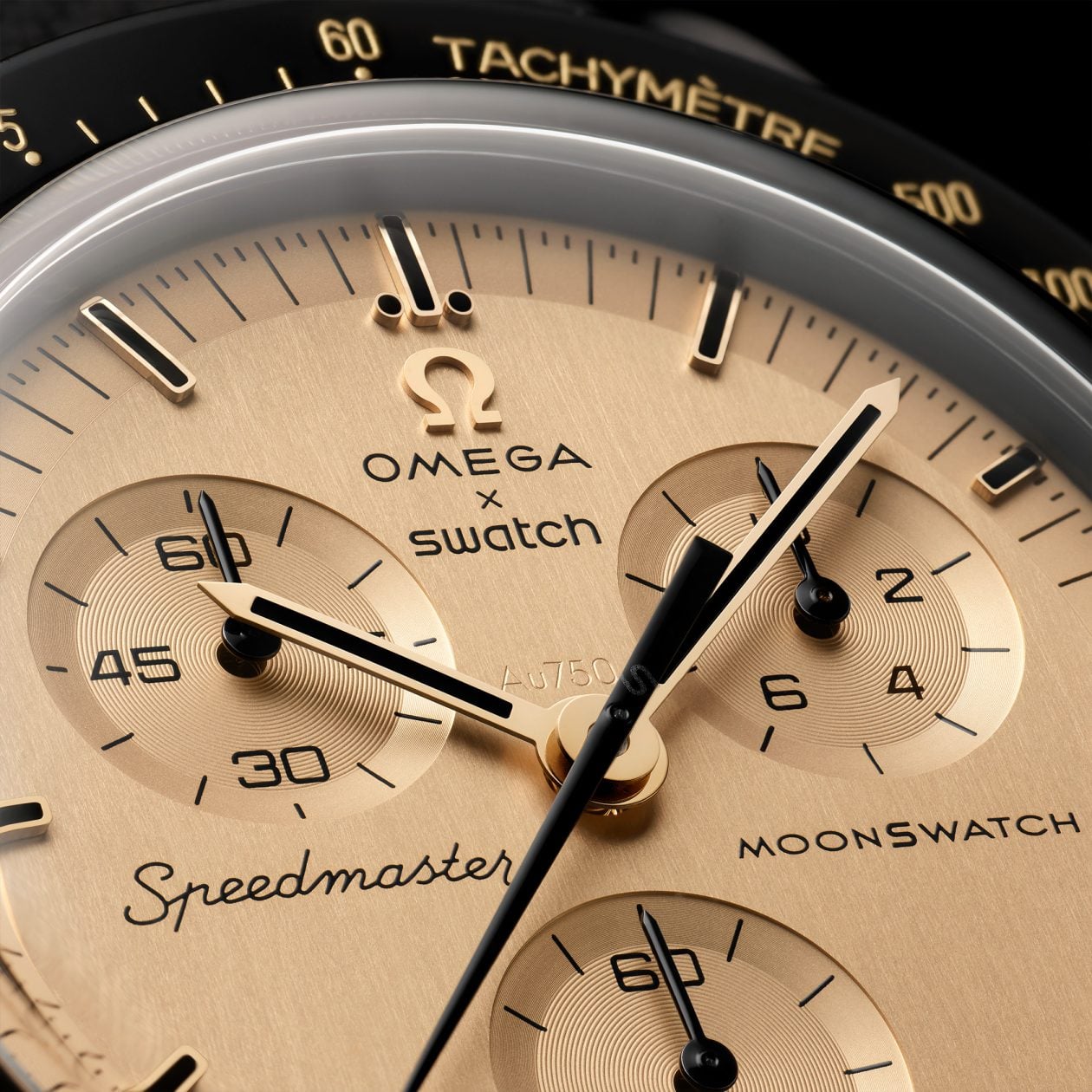 MoonSwatch Mission To The Moon 1969 - tarcza ze złota Moonshine