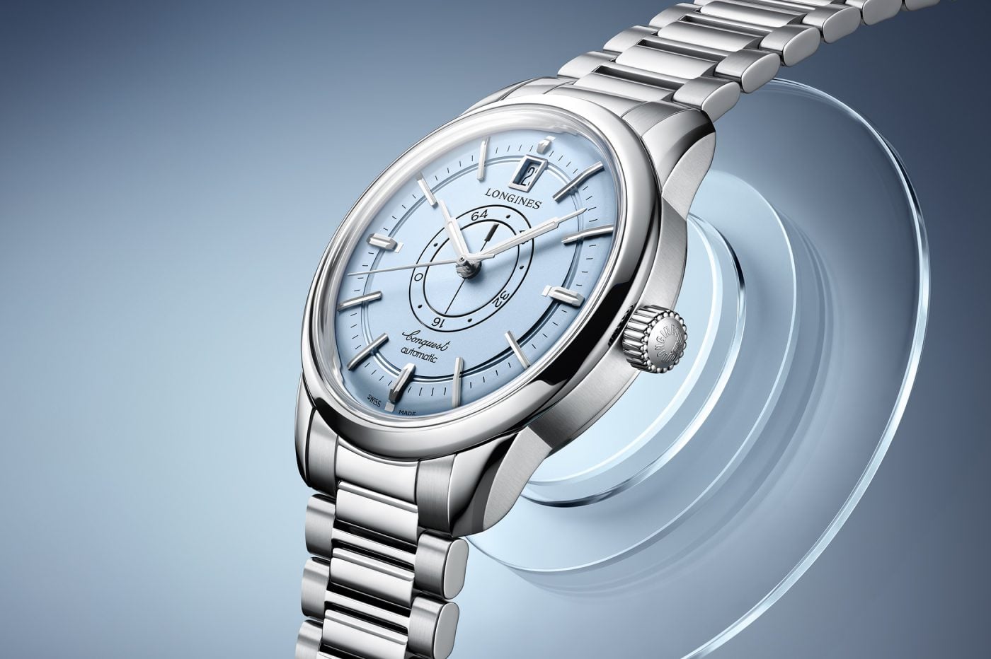 Longines Conquest Heritage Central Power Reserve z błękitną tarczą