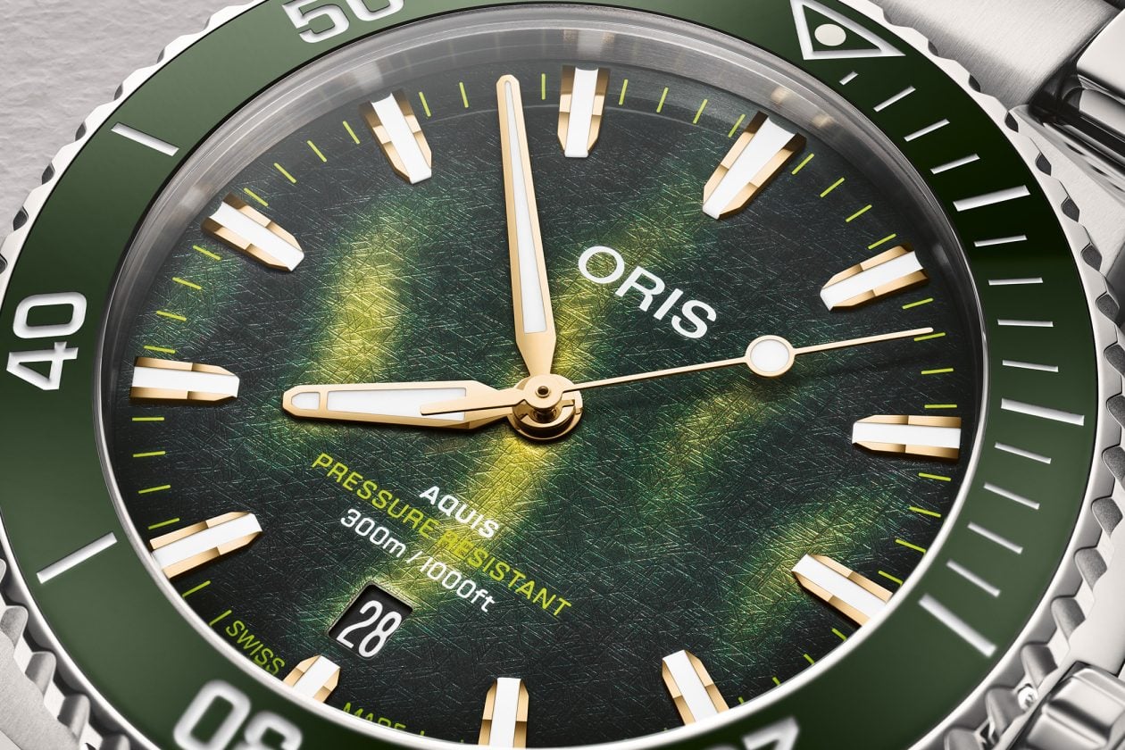 Oris Aquis Date Kelp Forest Limited Edition - detale tarczy